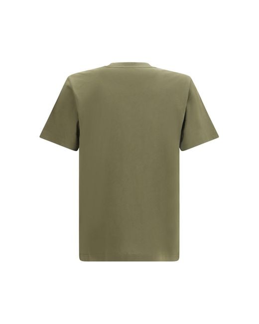 Moncler Green Cotton Jersey T-Shirt With Chest Logo for men
