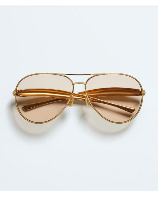 Bottega Veneta White "Aviator Sardine" Sunglasses