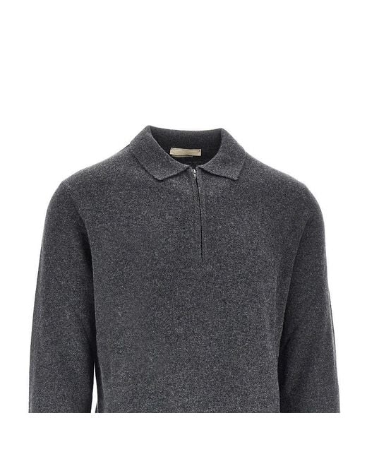 Daniele Fiesoli Gray Upcycled Cashmere Polo Sweater for men