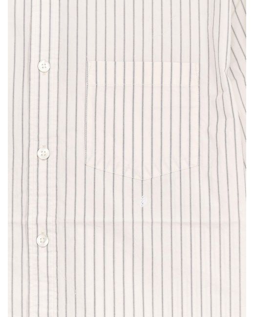 Stussy White Standard Striped Cotton Shirt for men