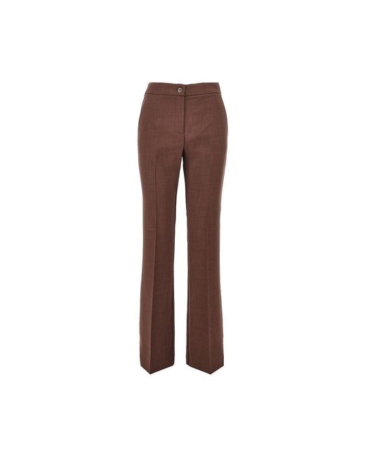 Pinko Brown Stretch Viscose-Blend Flared Pants