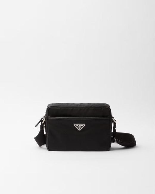 Prada Black Re-Nylon Saffiano Leather Shoulder Bag for men