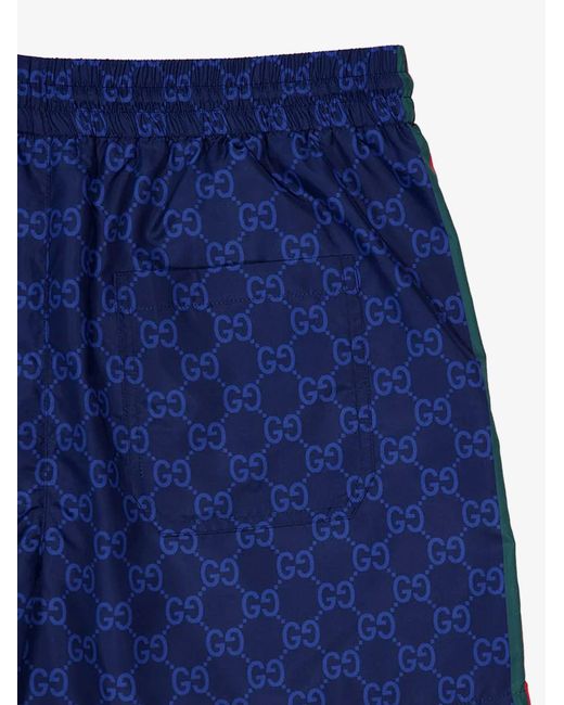 Gucci Blue Gg Nylon Swim Trunks for men