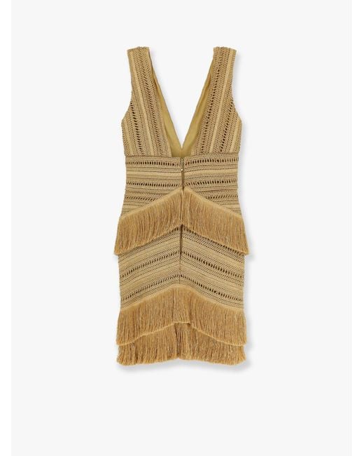 PATBO Metallic Pampas Mini Dress With Embroidery And Fringes