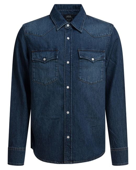 A.P.C. Blue Western Denim Shirt for men