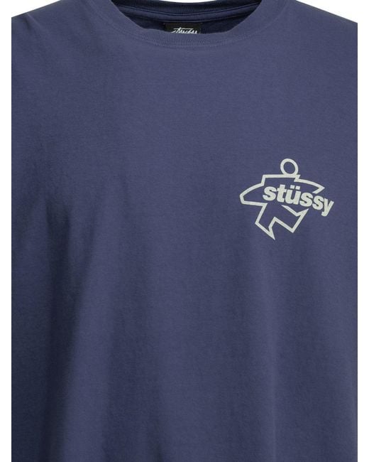 Stussy Blue Cotton T-Shirt for men