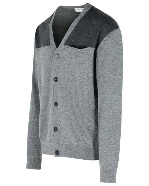 Lanvin Gray Wool Cardigan for men