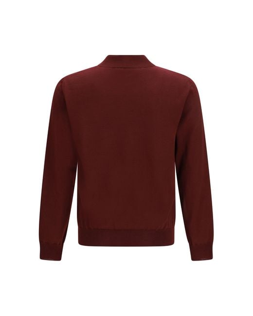 Valentino Red Wool Polo With Vlogo Embroidery for men