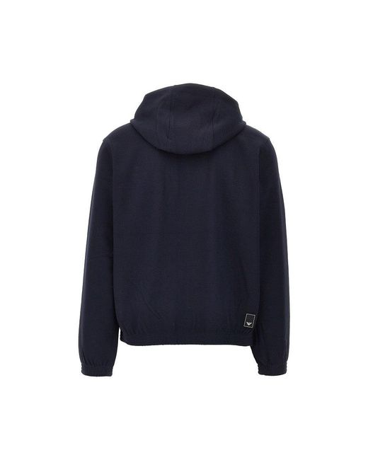 Emporio Armani Blue Travel Essential Piquet Jersey Hoodie for men