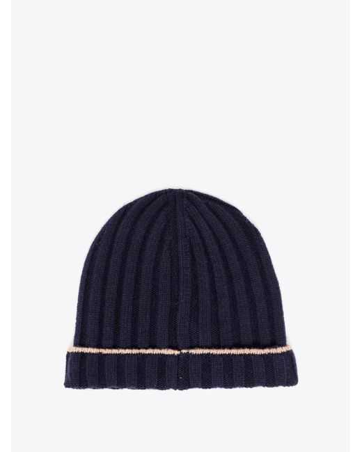 Brunello Cucinelli Blue Beanie Cashmere Hat for men