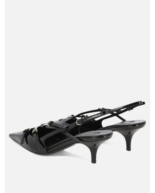 Miu Miu Black Patent Leather Slingback Pumps With Buckles 55Mm