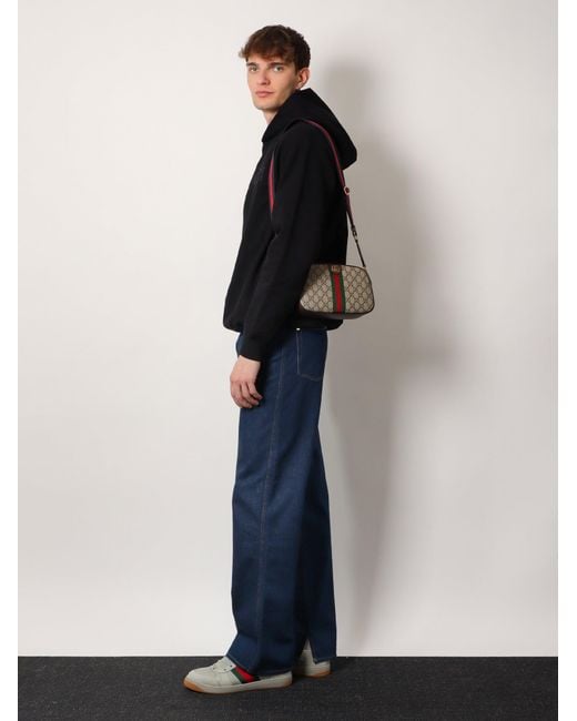 Gucci Gray Leather Closure With Zip Shoulder Bags for men