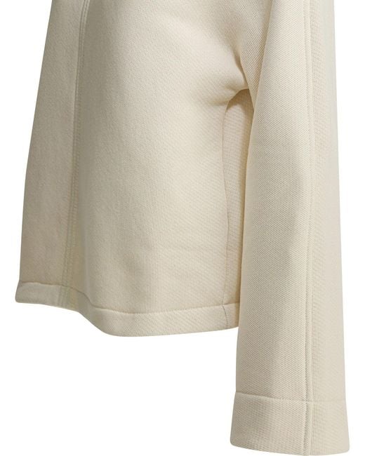 Max Mara Pure Natural Hooded Sweatshirt With Tone-on-tone Logo Sweatshirts White