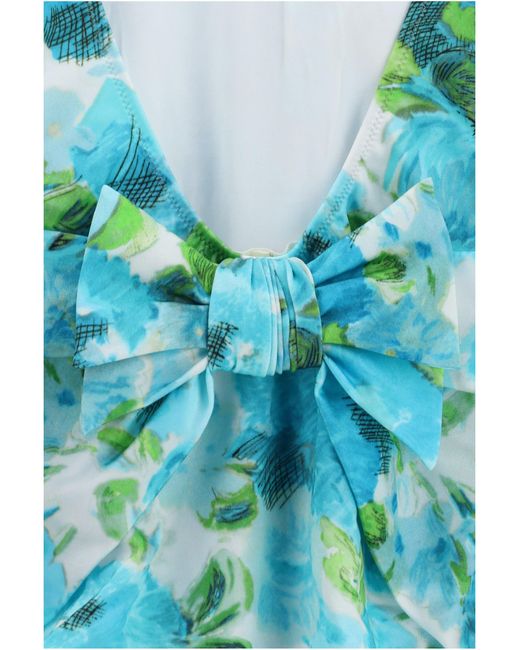 Chloé Blue Chloé Aquatic Flowers Print One-Piece Swimsuit