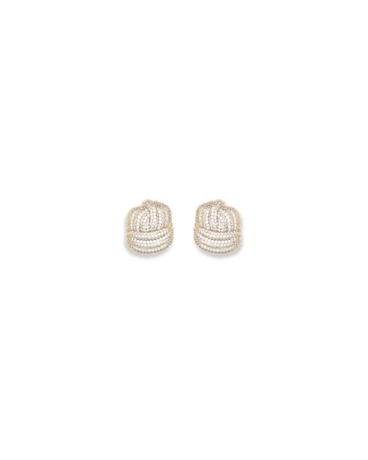 Women's White Crystal Knot Earrings