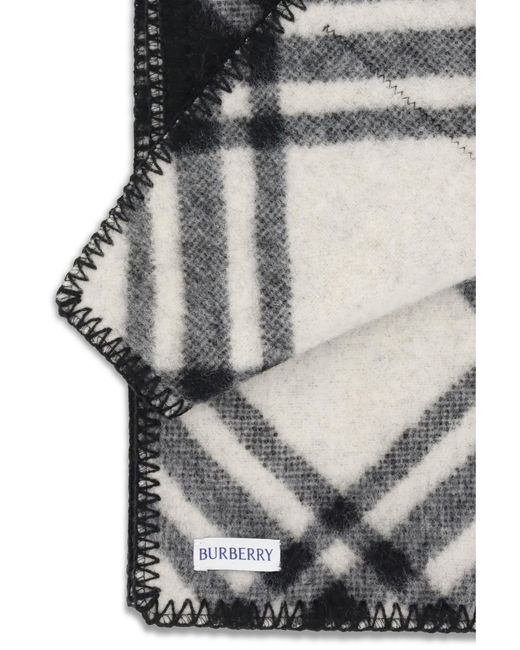 Burberry Black Wool Check Scarf