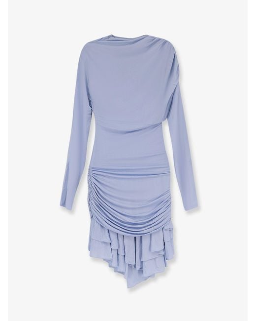 Self-Portrait Blue Gathered Mini Dress