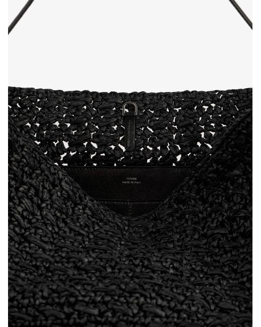 Totême Black Raffia Shoulder Bag