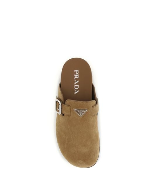 Prada Brown Suede Mules for men