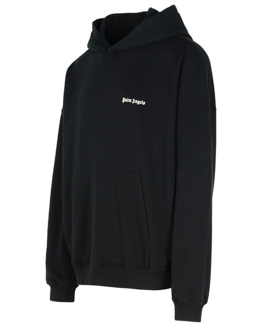Palm Angels Black Hooded Cotton Sweatshirt for men