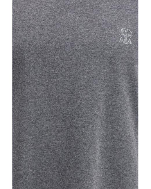 Brunello Cucinelli Gray Logoed T-Shirt for men