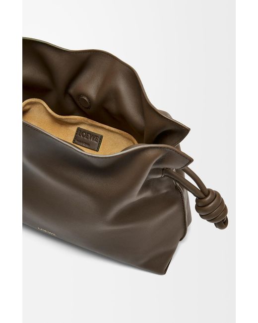 Loewe Brown Flamenco Medium Clutch With Chain Chocolate