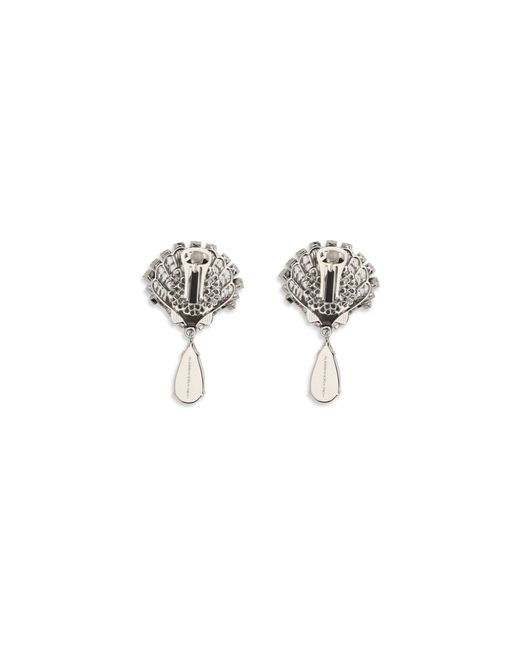 Alessandra Rich White Crystal Drop Earrings