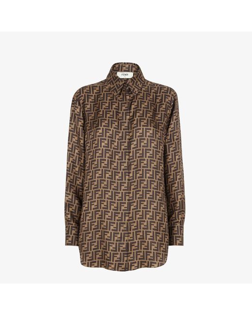 Fendi Brown Silk Ff Shirt