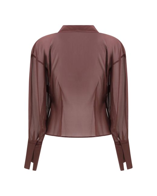 ANDAMANE Brown Draped Shirt
