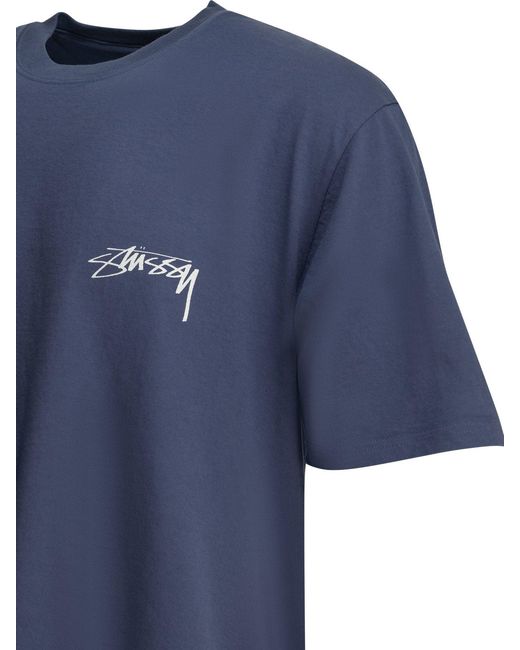 Stussy Blue Cotton T-Shirt for men