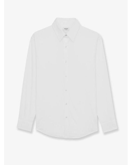 Saint Laurent White Cassandre Stretch Cotton Shirt for men