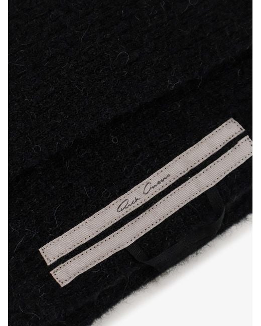 Rick Owens Black Alpaca And Wool Blend Scarf
