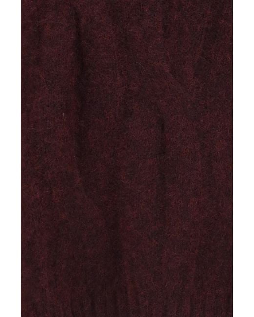 Allude Red Cashmere Silk Sweater Voluminous Sleeves