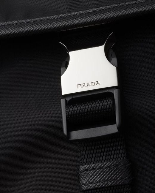 Prada Black Re-Nylon And Saffiano Leather Crossbody Bag for men