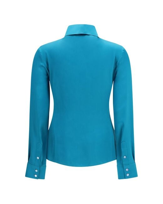 Gucci Blue Silk Satin Shirt
