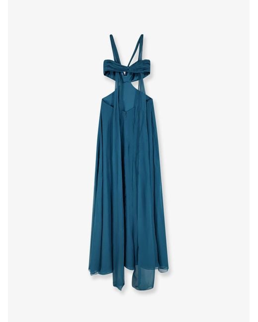 retroféte Blue Chiffon Dress