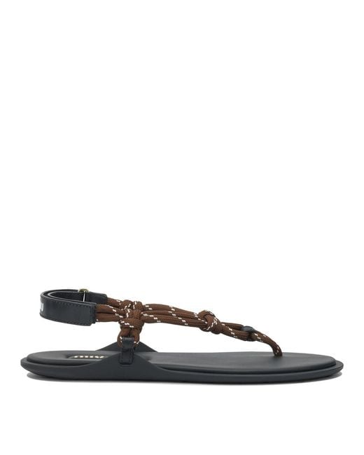 Miu Miu Brown "Rivière" Rope Sandals