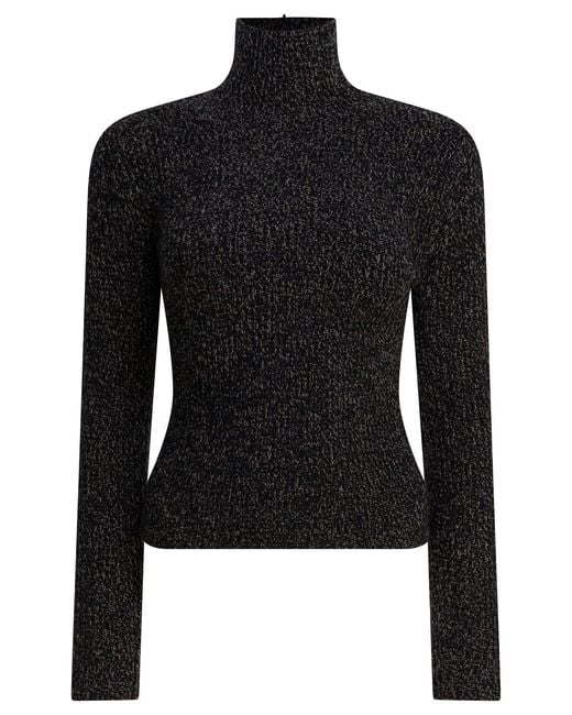 Max Mara Black Wool And Cashmere Mouliné Turtleneck Sweater