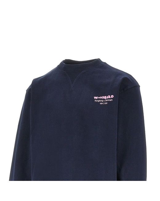 Woodbird Blue Wbcane Wok Crewneck Sweatshirt for men