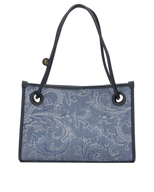 Women's Blue "Shopping Eyes" Medium Shoulder Bag