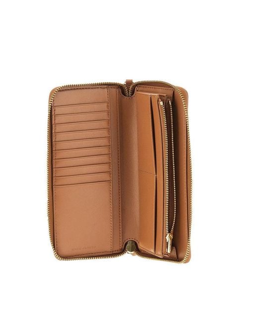Marc Jacobs Brown Grained Leather Zip-Around Wallet