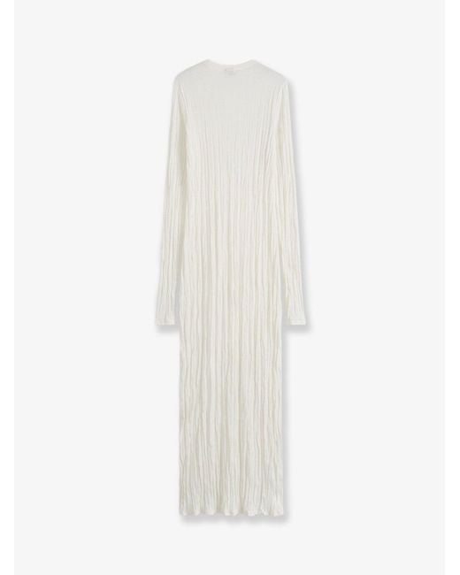 Totême  White Crinkled Viscose And Recycled Material Dress