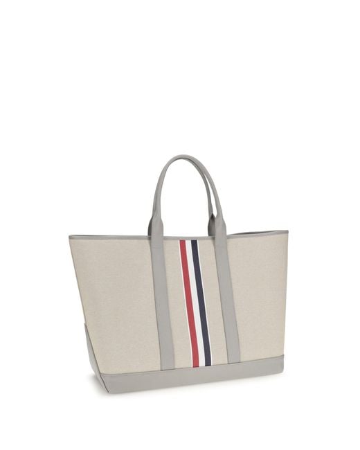Thom Browne White Canvas Tote Bag for men