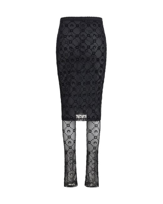 MARINE SERRE Black Moonogram Mesh Flock Pant-Skirt