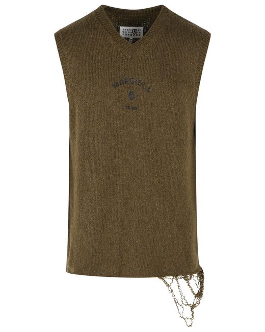 MM6 by Maison Margiela Green Wool Blend Vest for men