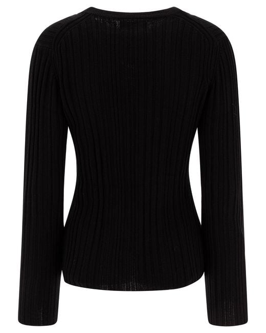 Loulou de Saison Black "Elsa" Silk Crewneck T-Shirt