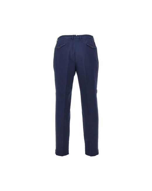 Santaniello Blue Cotton And Linen 'Arechi' Trousers for men