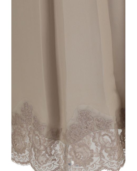 P.A.R.O.S.H. Brown P.A.R.O..H. Silk Blend Midi Skirt With Lace Hem