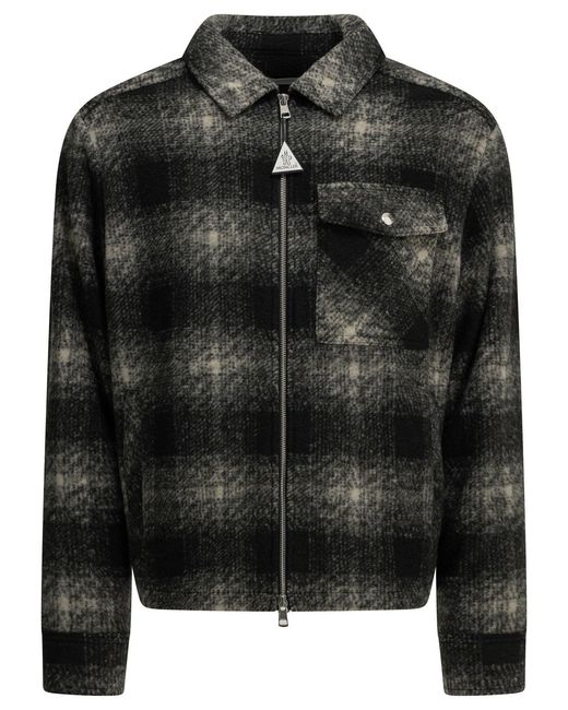 Moncler Black Checkered Overshirt Jacket for men