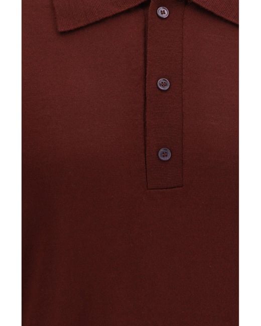 Valentino Red Wool Polo With Vlogo Embroidery for men